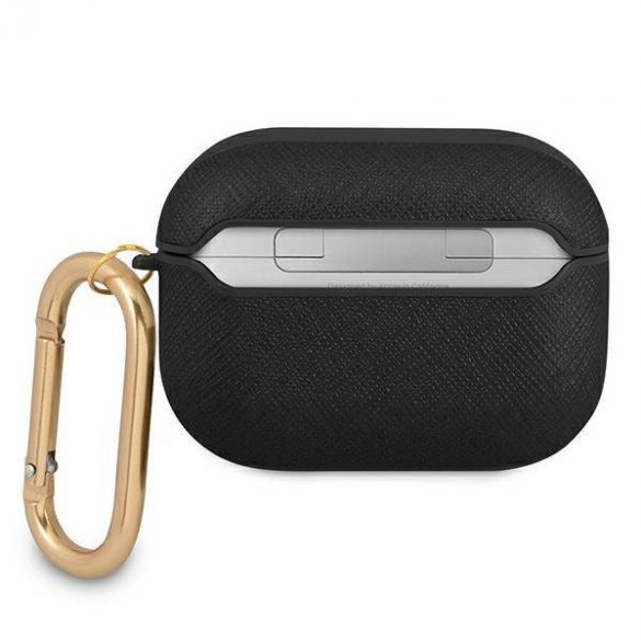 Husă Guess GUAPSASMK AirPods Pro husă Saffiano Script Metal Collection czarny/negru