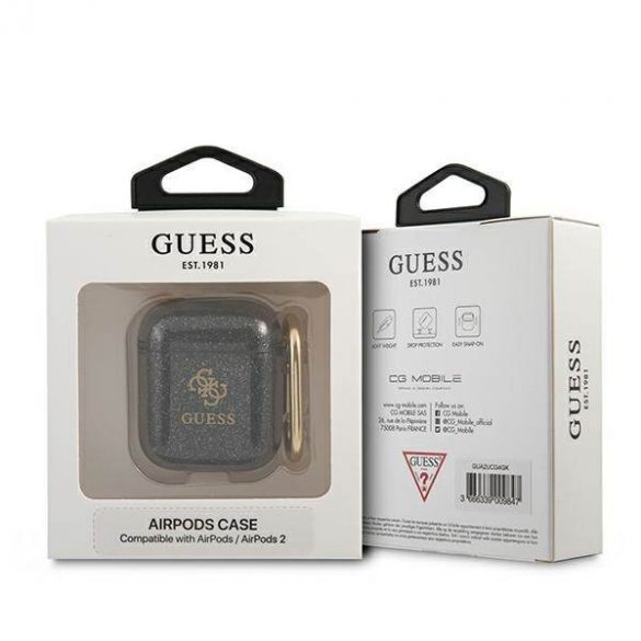 Husă Guess GUA2UCG4GK AirPods 1/2, colecția cu sclipici negru/czarny