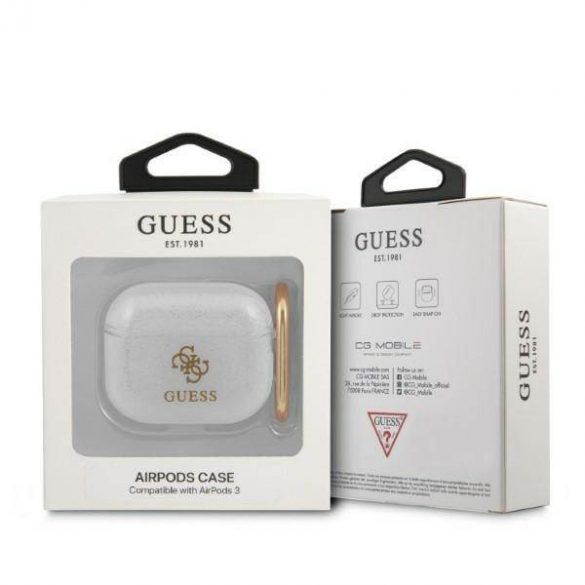 Guess GUA3UCG4GT AirPods 3 Husă Transparent Glitter Collection husă