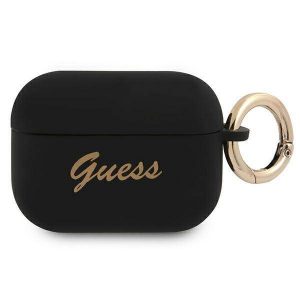 Husă Guess GUAPSSSK AirPods Pro Husă din silicon Vintage Script czarny/negru