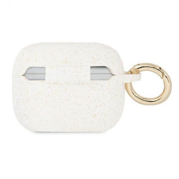 Husă Guess GUAPSGGEH AirPods Pro husă biał/albă cu sclipici din silicon