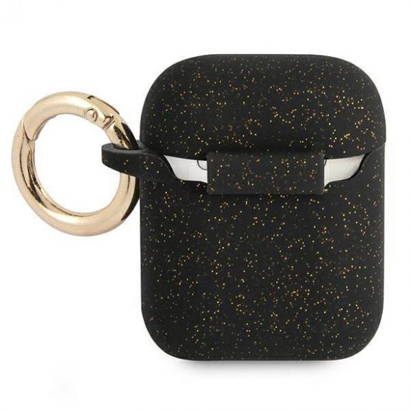 Guess GUA2SGGEK AirPods 1/2 Husă negru / negru Silicone Glitter