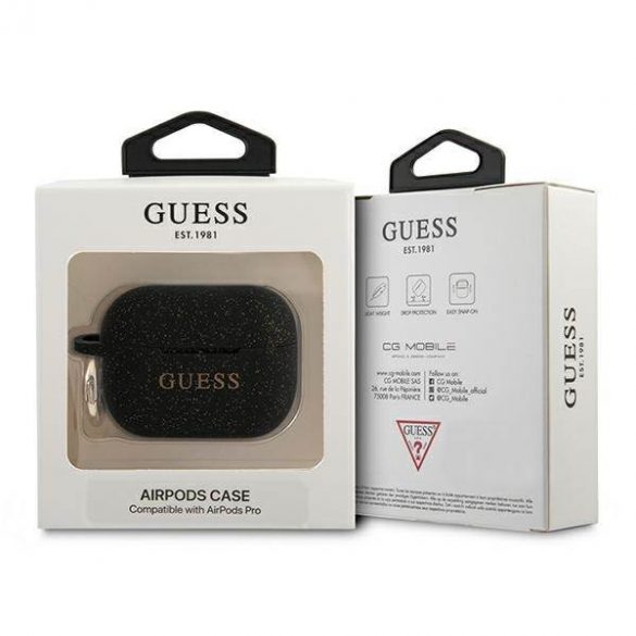 Husă Guess GUAPSGGEK AirPods Pro husă cu sclipici din silicon czarny/negru