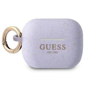 Husă Guess GUAPSGGEU AirPods Pro Husă violet/purpuriu cu sclipici din silicon