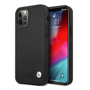 Etui BMW BMHCP12MRCDPK iPhone 12/12 Pro 6,1" carcasa rigidă neagră Husă piele Deboss