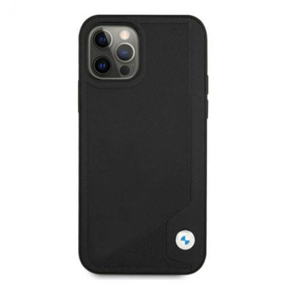 Etui BMW BMHCP12MRCDPK iPhone 12/12 Pro 6,1" carcasa rigidă neagră Husă piele Deboss