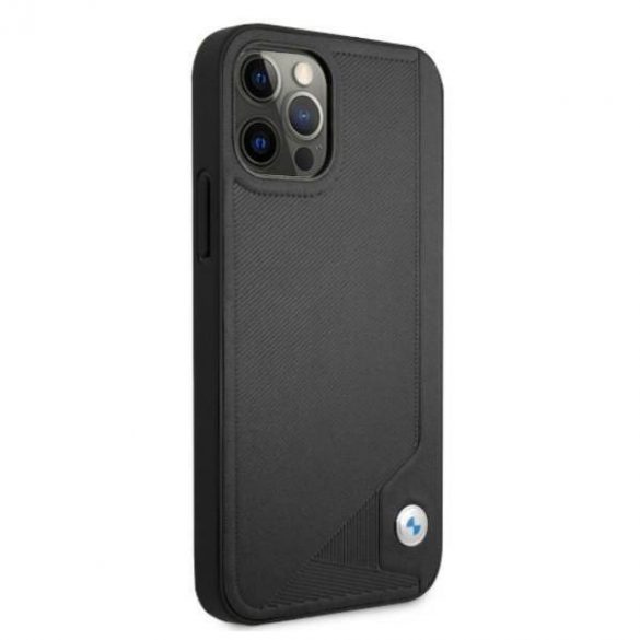 Etui BMW BMHCP12MRCDPK iPhone 12/12 Pro 6,1" carcasa rigidă neagră Husă piele Deboss