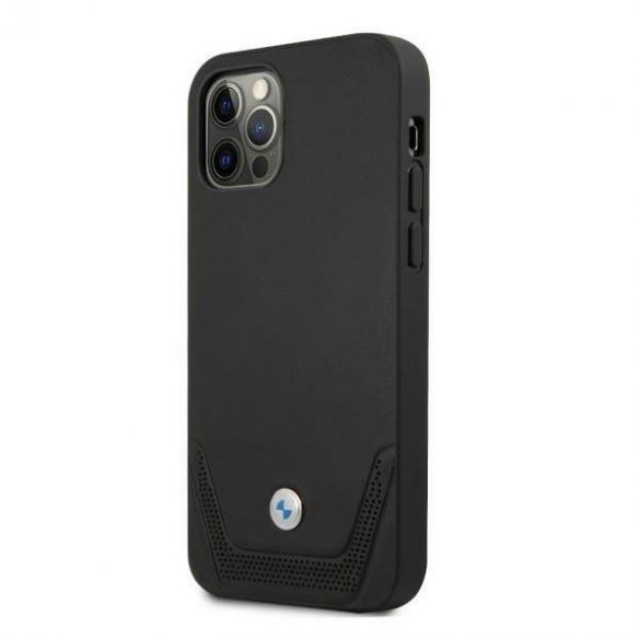 Etui BMW BMHCP12MRSWPK iPhone 12/12 Pro 6,1" carcasa rigidă neagră Husă din piele perforată