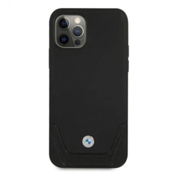 Etui BMW BMHCP12MRSWPK iPhone 12/12 Pro 6,1" carcasa rigidă neagră Husă din piele perforată