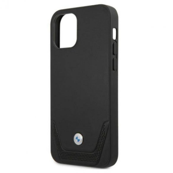 Etui BMW BMHCP12MRSWPK iPhone 12/12 Pro 6,1" carcasa rigidă neagră Husă din piele perforată