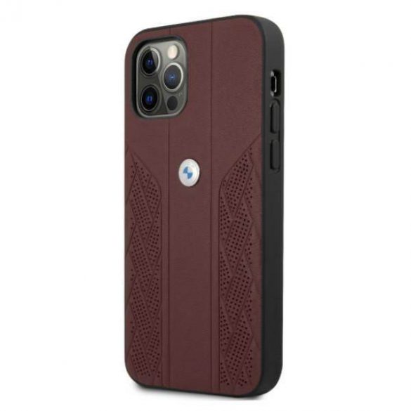 Etui BMW BMHCP12MRSPPR iPhone 12/12 Pro 6,1" czerwony/rosu Hardcase Leather Curve Perforate