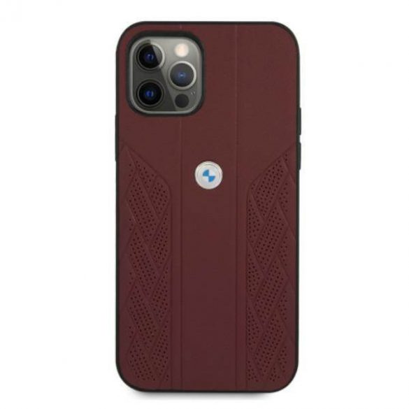 Etui BMW BMHCP12MRSPPR iPhone 12/12 Pro 6,1" czerwony/rosu Hardcase Leather Curve Perforate