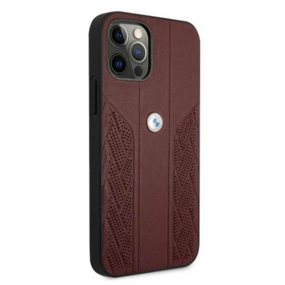 Etui BMW BMHCP12MRSPPR iPhone 12/12 Pro 6,1" czerwony/rosu Hardcase Leather Curve Perforate