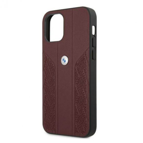 Etui BMW BMHCP12MRSPPR iPhone 12/12 Pro 6,1" czerwony/rosu Hardcase Leather Curve Perforate