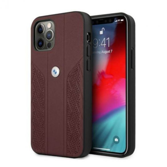 Etui BMW BMHCP12LRSPPR iPhone 12 Pro Max 6,7" czerwony/rosu Hardcase Leather Curve Perforate