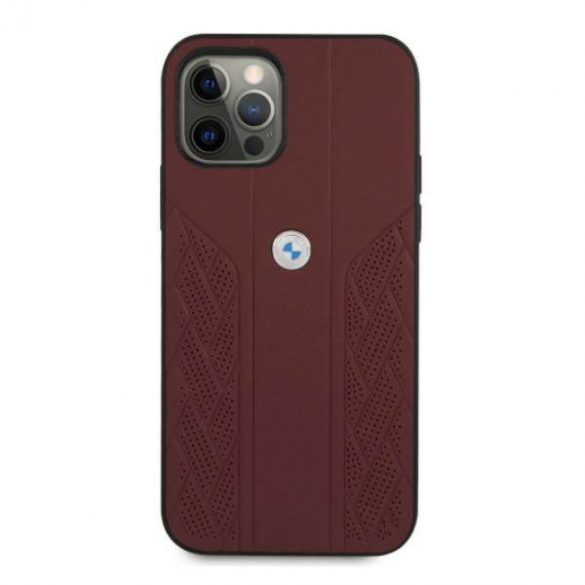 Etui BMW BMHCP12LRSPPR iPhone 12 Pro Max 6,7" czerwony/rosu Hardcase Leather Curve Perforate