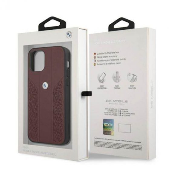 Etui BMW BMHCP12LRSPPR iPhone 12 Pro Max 6,7" czerwony/rosu Hardcase Leather Curve Perforate