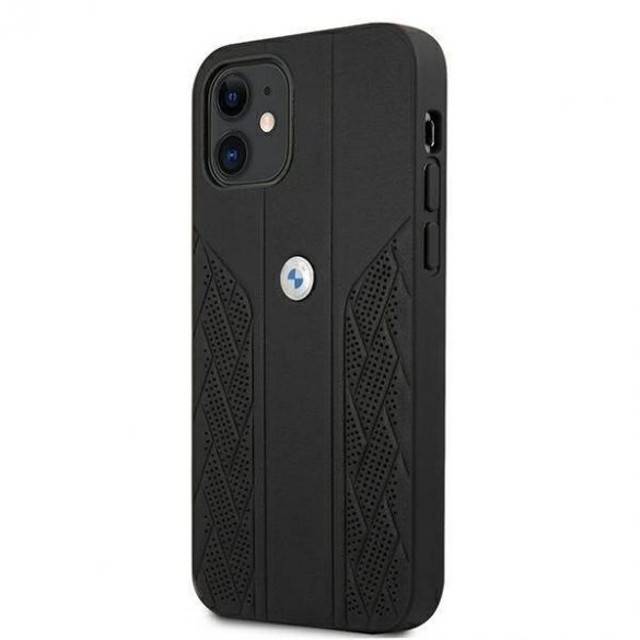 Etui BMW BMHCP12SRSPPK iPhone 12 mini 5,4" carcasa rigidă/neagră Husă Leather Curve Perforate