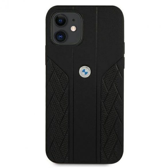 Etui BMW BMHCP12SRSPPK iPhone 12 mini 5,4" carcasa rigidă/neagră Husă Leather Curve Perforate