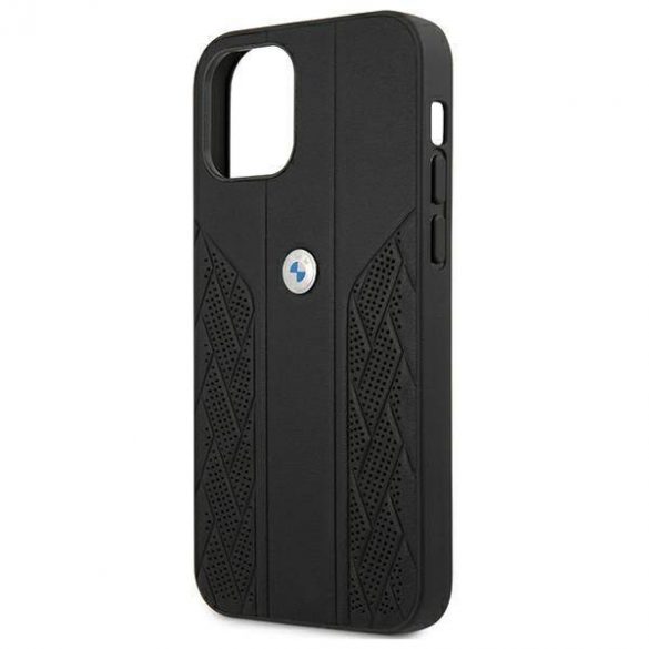 Etui BMW BMHCP12SRSPPK iPhone 12 mini 5,4" carcasa rigidă/neagră Husă Leather Curve Perforate