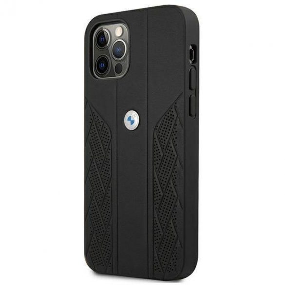 Etui BMW BMHCP12LRSPPK iPhone 12 Pro Max 6,7" carcasă/neagră Hardcase Leather Curve Perforate