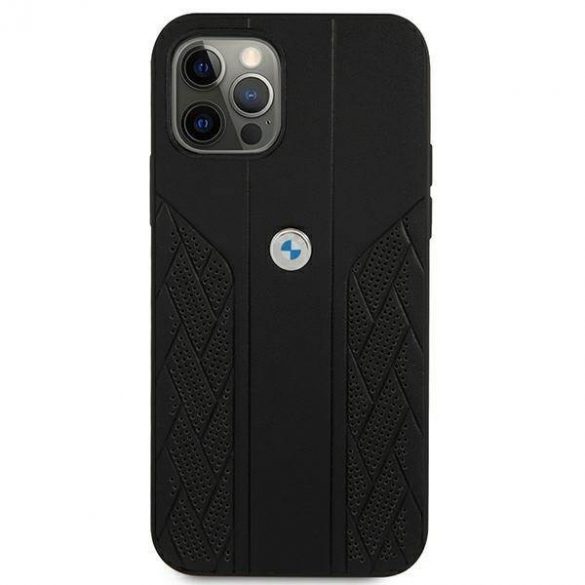 Etui BMW BMHCP12LRSPPK iPhone 12 Pro Max 6,7" carcasă/neagră Hardcase Leather Curve Perforate