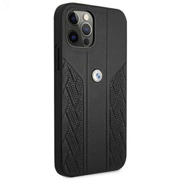 Etui BMW BMHCP12LRSPPK iPhone 12 Pro Max 6,7" carcasă/neagră Hardcase Leather Curve Perforate