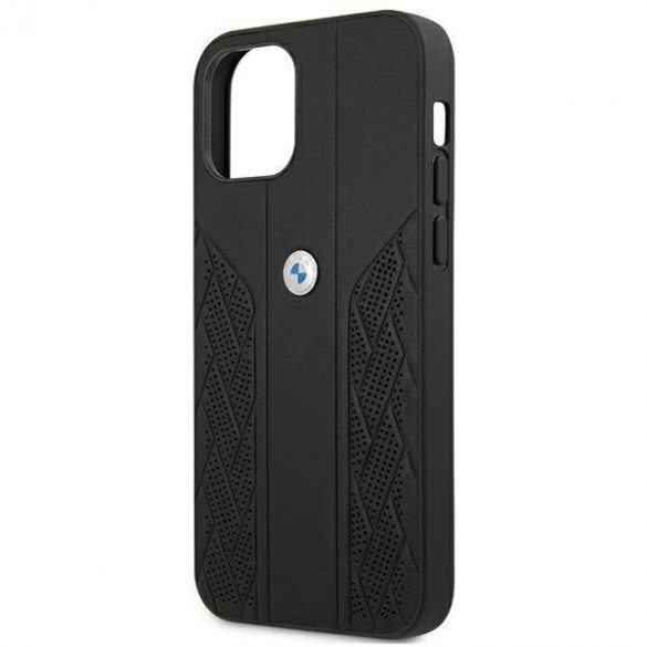 Etui BMW BMHCP12LRSPPK iPhone 12 Pro Max 6,7" carcasă/neagră Hardcase Leather Curve Perforate