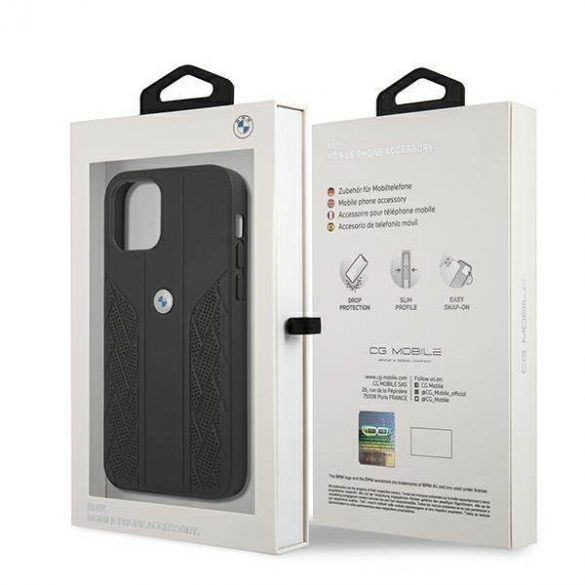 Etui BMW BMHCP12LRSPPK iPhone 12 Pro Max 6,7" carcasă/neagră Hardcase Leather Curve Perforate