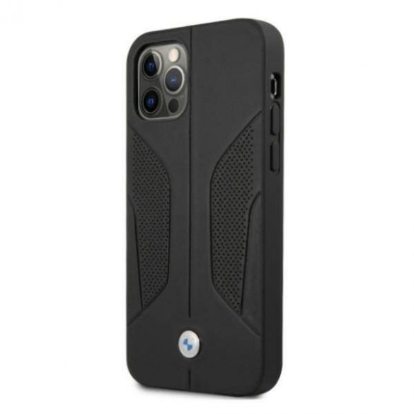 Etui BMW BMHCP12MRSCSK iPhone 12/12 Pro 6,1" carcasa rigidă/neagră Husă laterală perforată din piele