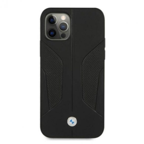 Etui BMW BMHCP12MRSCSK iPhone 12/12 Pro 6,1" carcasa rigidă/neagră Husă laterală perforată din piele