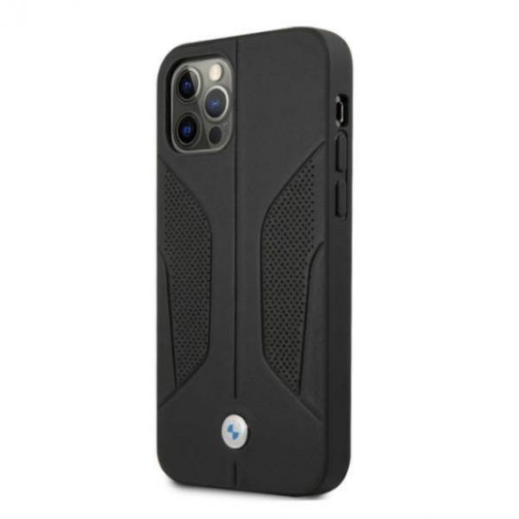 Etui BMW BMHCP12LRSCSK iPhone 12 Pro Max 6,7" carcasă/neagră Husă rigidă din piele Perforate Sides