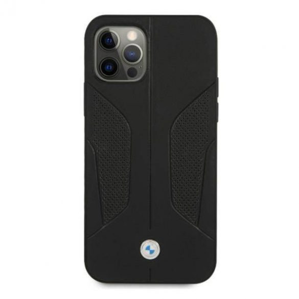 Etui BMW BMHCP12LRSCSK iPhone 12 Pro Max 6,7" carcasă/neagră Husă rigidă din piele Perforate Sides