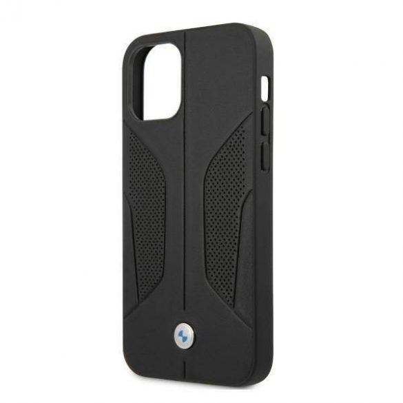 Etui BMW BMHCP12LRSCSK iPhone 12 Pro Max 6,7" carcasă/neagră Husă rigidă din piele Perforate Sides