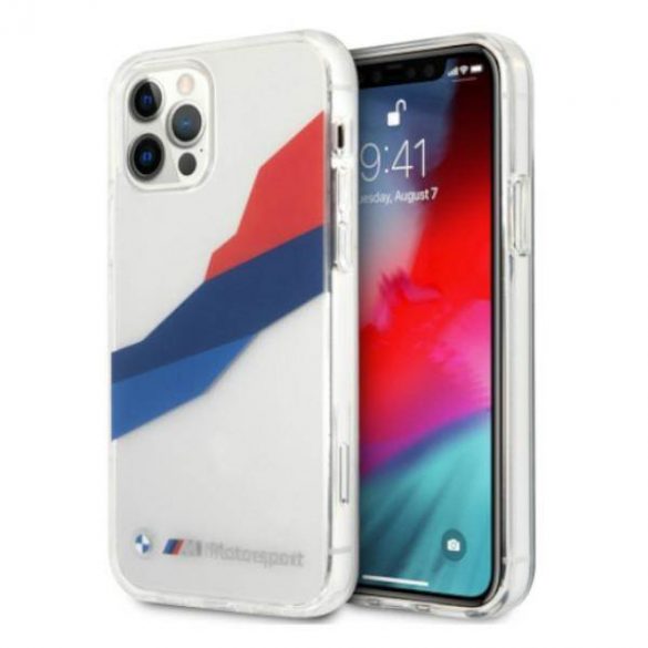 Etui BMW BMHCP12LSKTGT iPhone 12 Pro Max 6,7" husă rigidă transparentă Motorsport Tricolor