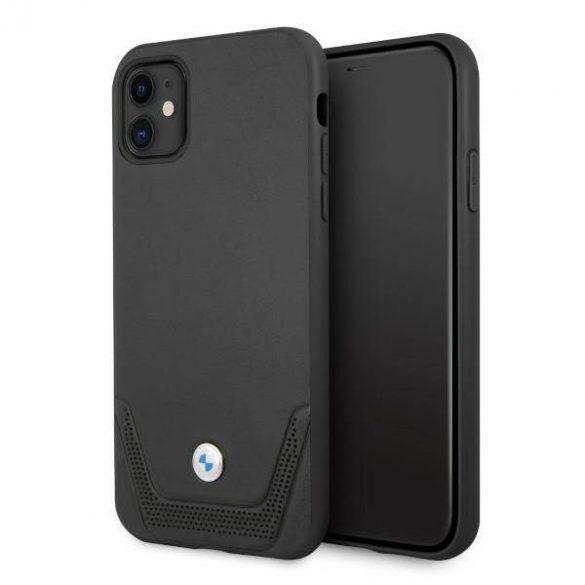 Etui BMW BMHCN61RSWPK iPhone 11 6,1" / Xr czarny/negru hardcase Husă piele perforată