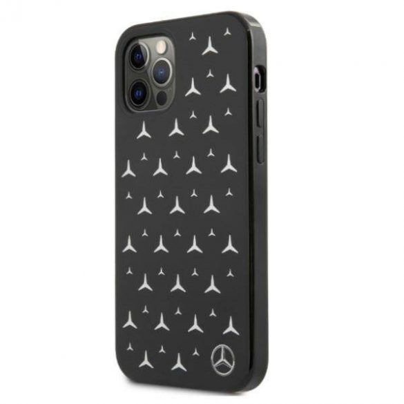 Mercedes MEHCP12LESPBK Carcasă rigidă pentru iPhone 12 Pro Max 6,7 inchi, negru/czarny, cu model Silver Stars