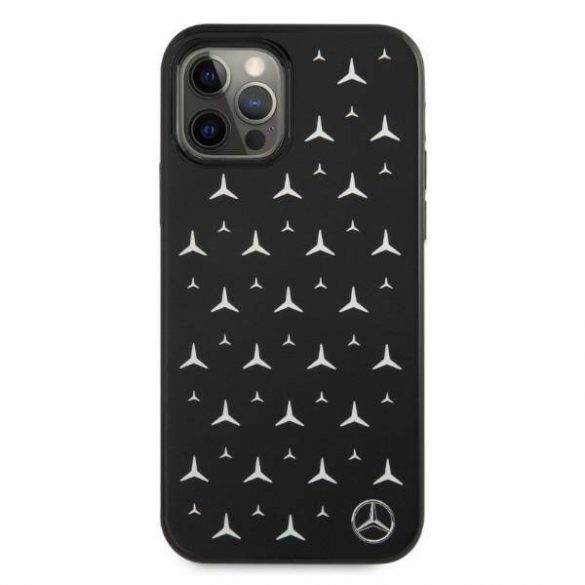 Mercedes MEHCP12LESPBK Carcasă rigidă pentru iPhone 12 Pro Max 6,7 inchi, negru/czarny, cu model Silver Stars