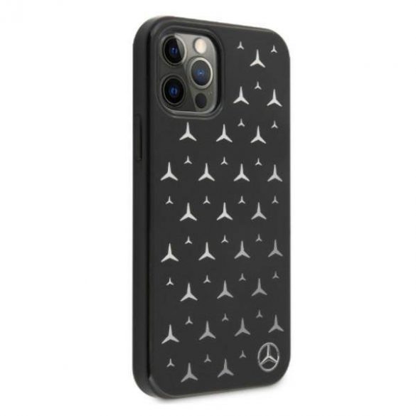 Mercedes MEHCP12LESPBK Carcasă rigidă pentru iPhone 12 Pro Max 6,7 inchi, negru/czarny, cu model Silver Stars