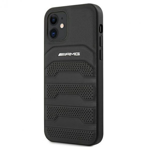 AMG AMHCP12SGSEBK iPhone 12 mini 5,4" carcasă rigidă/neagră Husă din piele cu linii gravate