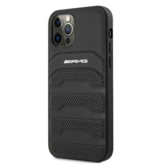 AMG AMHCP12LGSEBK Husă rigidă din piele pentru iPhone 12 Pro Max de 6,7 inchi/negru