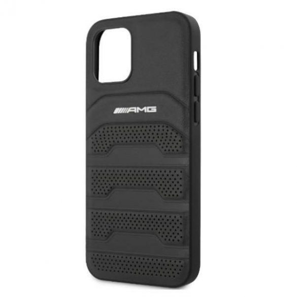 AMG AMHCP12LGSEBK Husă rigidă din piele pentru iPhone 12 Pro Max de 6,7 inchi/negru