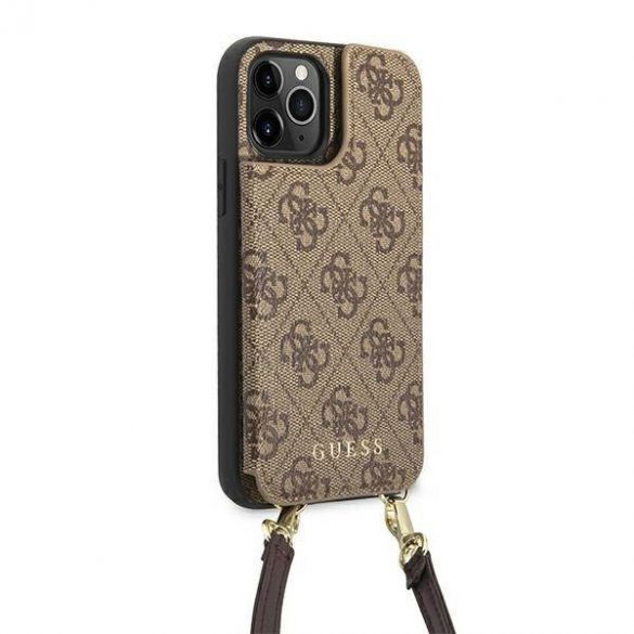 Guess GUHCP12MCB4GB iPhone 12 / 12 Pro 6,1" maro/brązowy husă rigidă 4G Crossbody cu slot pentru carduri