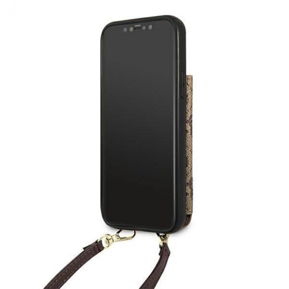 Guess GUHCP12MCB4GB iPhone 12 / 12 Pro 6,1" maro/brązowy husă rigidă 4G Crossbody cu slot pentru carduri