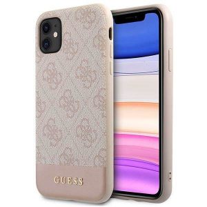 Guess GUHCN61G4GLPI Husă rigidă pentru iPhone 11 6,1" / Xr różowy/roz 4G Stripe Collection