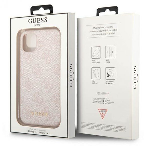 Guess GUHCN61G4GFPI iPhone 11 / Xr 6,1" roz/roz hard Husă 4G Metal Gold Logo