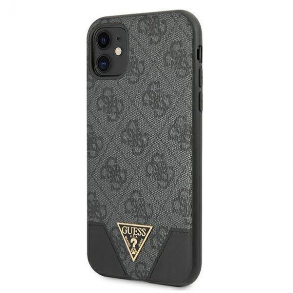 Guess GUHCN61PU4GHBK Husă rigidă pentru iPhone 11 6,1" / Xr szary/gri 4G Triangle Collection