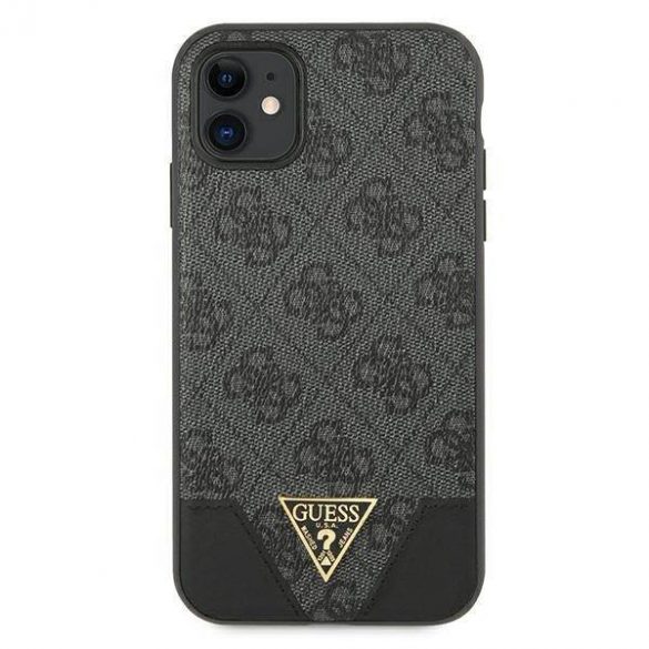 Guess GUHCN61PU4GHBK Husă rigidă pentru iPhone 11 6,1" / Xr szary/gri 4G Triangle Collection