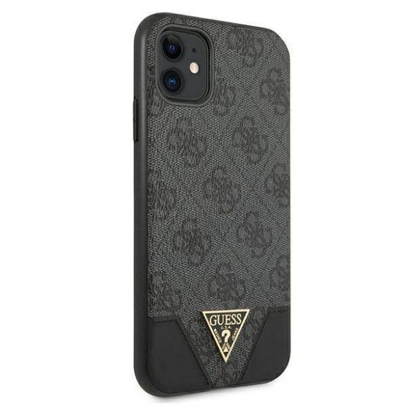 Guess GUHCN61PU4GHBK Husă rigidă pentru iPhone 11 6,1" / Xr szary/gri 4G Triangle Collection