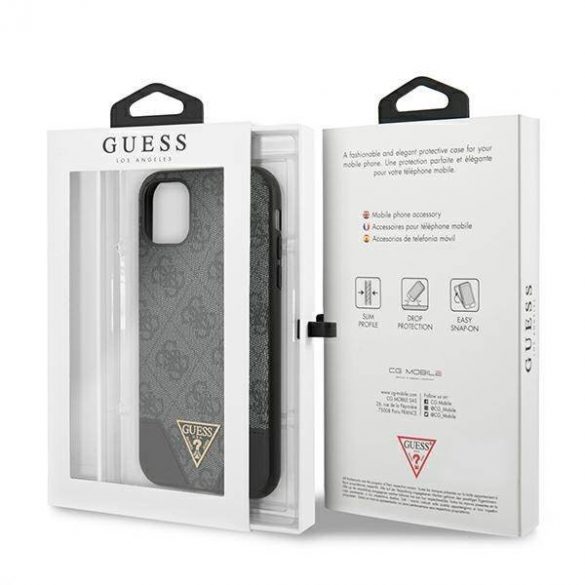 Guess GUHCN61PU4GHBK Husă rigidă pentru iPhone 11 6,1" / Xr szary/gri 4G Triangle Collection